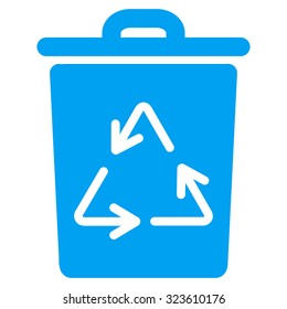 Trash Can vector icon. Style is flat symbol, blue color, rounded angles, white background.