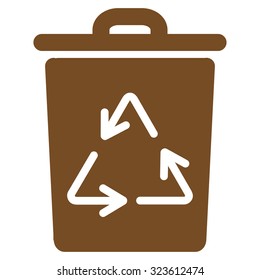Trash Can vector icon. Style is flat symbol, brown color, rounded angles, white background.