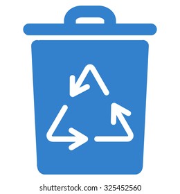 Trash Can vector icon. Style is flat symbol, cobalt color, rounded angles, white background.
