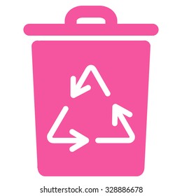 Trash Can vector icon. Style is flat symbol, pink color, rounded angles, white background.
