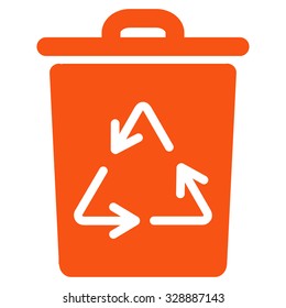 Trash Can vector icon. Style is flat symbol, orange color, rounded angles, white background.