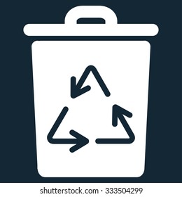 Trash Can vector icon. Style is flat symbol, white color, rounded angles, dark blue background.