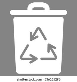 Trash Can vector icon. Style is flat symbol, white color, rounded angles, gray background.