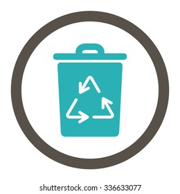Trash Can vector icon. Style is bicolor flat rounded symbol, grey and cyan colors, rounded angles, white background.