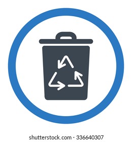 Trash Can vector icon. Style is bicolor flat rounded symbol, smooth blue colors, rounded angles, white background.