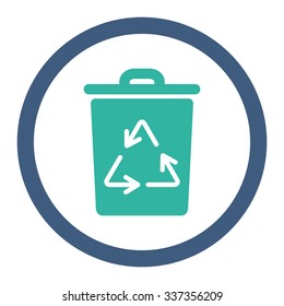 Trash Can vector icon. Style is bicolor flat rounded symbol, cobalt and cyan colors, rounded angles, white background.