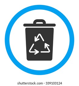 Trash Can vector icon. Style is bicolor flat rounded symbol, blue and gray colors, rounded angles, white background.