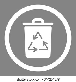 Trash Can vector icon. Style is flat rounded symbol, white color, rounded angles, gray background.
