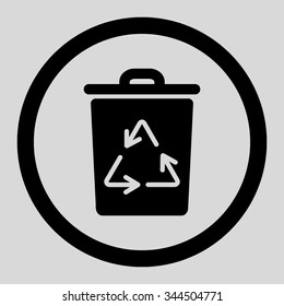 Trash Can vector icon. Style is flat rounded symbol, black color, rounded angles, light gray background.