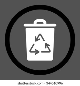Trash Can vector icon. Style is bicolor flat rounded symbol, black and white colors, rounded angles, gray background.