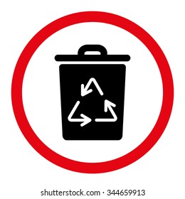 Trash Can vector icon. Style is bicolor flat rounded symbol, intensive red and black colors, rounded angles, white background.