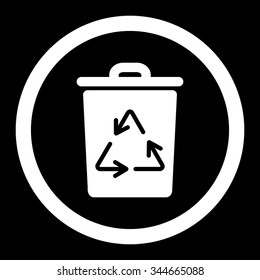 Trash Can vector icon. Style is flat rounded symbol, white color, rounded angles, black background.