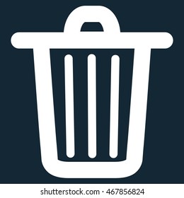Trash Can vector icon. Style is contour flat icon symbol, white color, dark blue background.