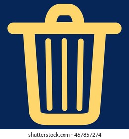 Trash Can vector icon. Style is outline flat icon symbol, yellow color, blue background.