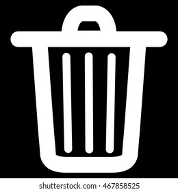Trash Can vector icon. Style is contour flat icon symbol, white color, black background.