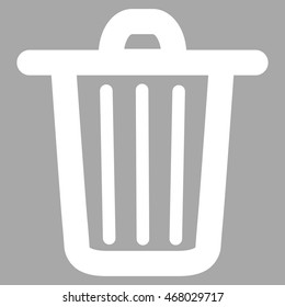 Trash Can vector icon. Style is stroke flat icon symbol, white color, silver background.