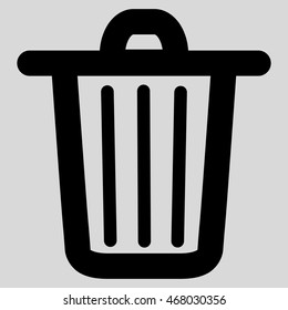 Trash Can vector icon. Style is stroke flat icon symbol, black color, light gray background.