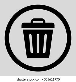 Trash Can vector icon. This rounded flat symbol is drawn with black color on a light gray background.