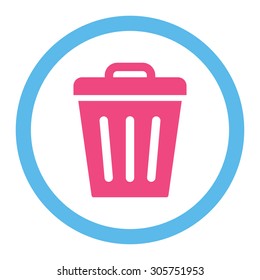 Trash Can vector icon. This rounded flat symbol is drawn with pink and blue colors on a white background.
