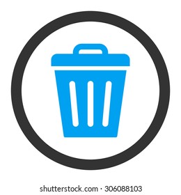 Trash Can vector icon. This rounded flat symbol is drawn with blue and gray colors on a white background.