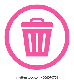 Trash Can vector icon. This rounded flat symbol is drawn with pink color on a white background.