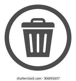 Trash Can vector icon. This rounded flat symbol is drawn with gray color on a white background.