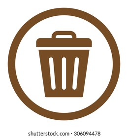 Trash Can vector icon. This rounded flat symbol is drawn with brown color on a white background.