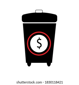 
botín de basura icono vector para lanzar dinero