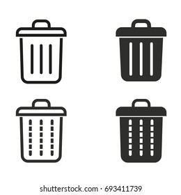 Trash can vector icons set. Black Illustration isolated for graphic and web design.