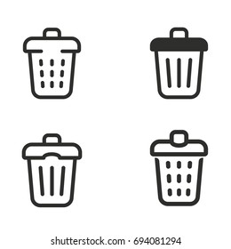 Trash can vector icons set. Black Illustration isolated for graphic and web design.