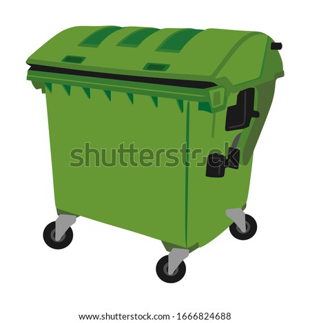 Trash can vector illustration isolated on white background. Street garbage container with clipping path. Trash bin. Plastic dustbin. Recycle bin.