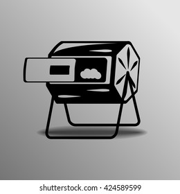 Trash can. Vector illustration over grey