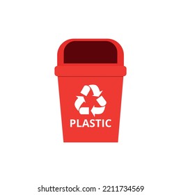 La basura puede ilustrarse vectorial con el símbolo de reciclado plástico en color rojo.