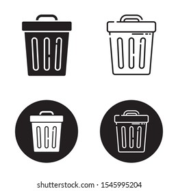 Trash can vector illustration with simple black and white color. Trash can icon