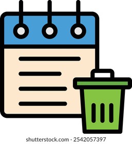 Trash Can Vector Line Filled Icon Design