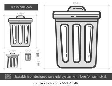 La barra puede aislar el icono de la línea vectorial en el fondo blanco. La basura puede marcar un icono para infografía, sitio web o aplicación. Icono escalable diseñado en un sistema de cuadrícula.