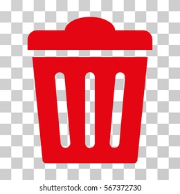 Trash Can vector pictogram. Illustration style is flat iconic red symbol on a transparent background.