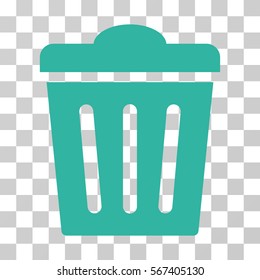 Trash Can vector pictogram. Illustration style is flat iconic cyan symbol on a transparent background.