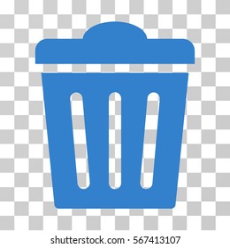 Trash Can vector pictogram. Illustration style is flat iconic cobalt symbol on a transparent background.