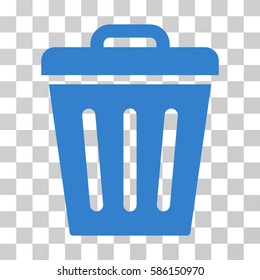 Trash Can vector pictogram. Illustration style is flat iconic cobalt symbol on a transparent background.