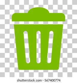 Trash Can vector pictograph. Illustration style is flat iconic eco green symbol on a transparent background.