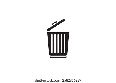 trash can vector silhouette isolated in white background