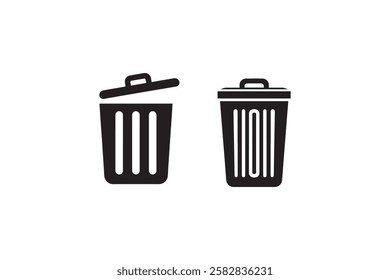 trash can vector silhouette isolated in white background