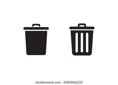 trash can vector silhouette isolated in white background