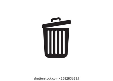 trash can vector silhouette isolated in white background