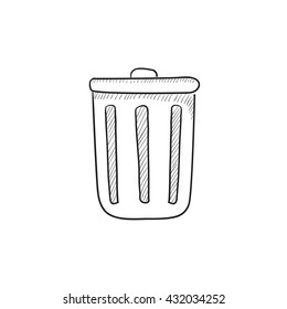 Trash can vector sketch icon isolated on background. Hand drawn Trash can icon. Trash can sketch icon for infographic, website or app.