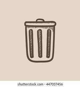 Trash can vector sketch icon isolated on background. Hand drawn Trash can icon. Trash can sketch icon for infographic, website or app.