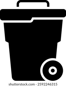 Trash Can Vector for Waste Disposal Management. Garbage bin illustration, recycling container icon, environmental cleanliness concept. Glyph icon