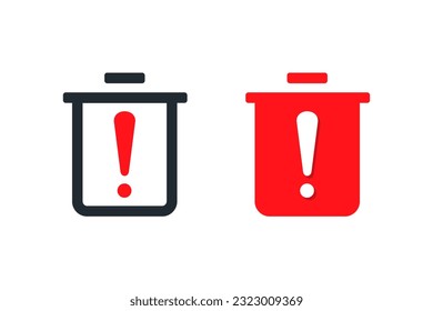 Trash can warning icon. Illustration vector