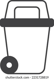 trash can with wheels illustration in minimal style isolated on background